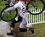 The massive log forced most riders off their bikes before a run-up. Socal vs. Norcal Cyclocross Championships. © Tim Westmore